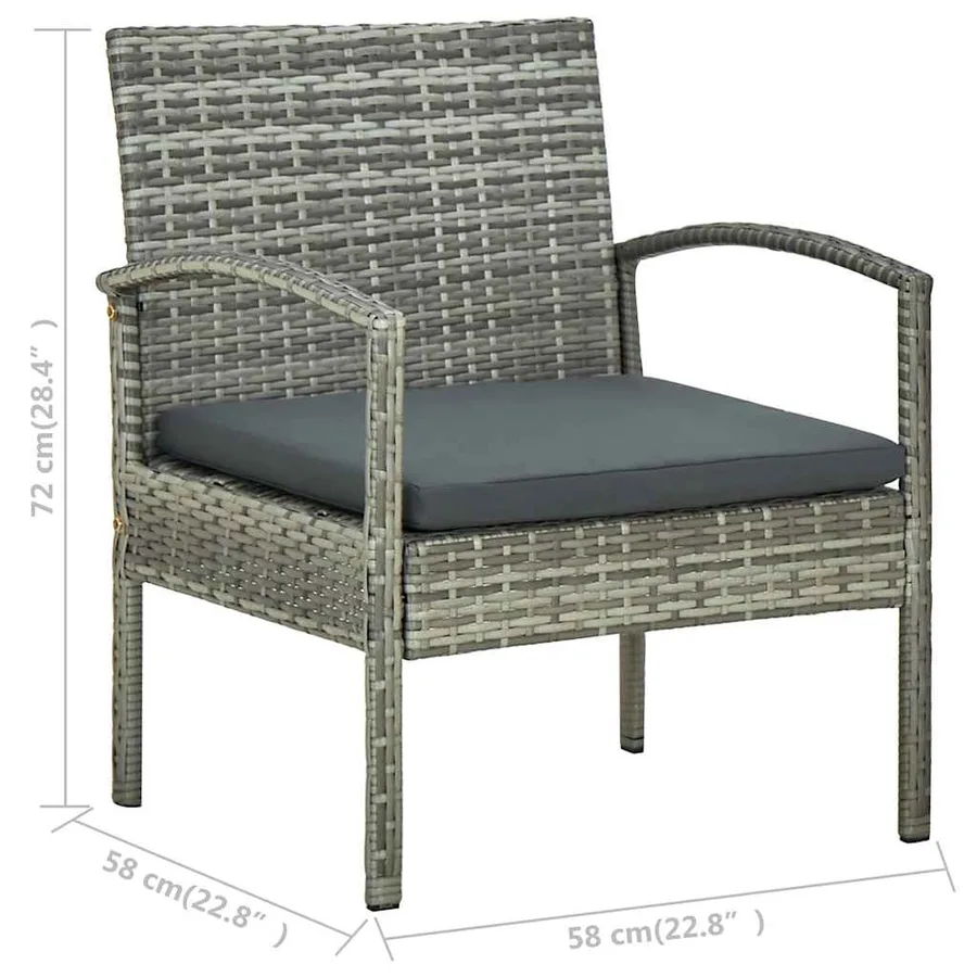 Salon de jardin 5 pcs avec coussins Résine tressée Gris - 9