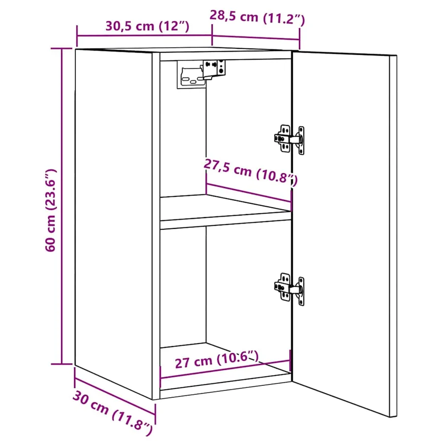 Meuble TV Blanc 30,5x30x60 cm Bois d’ingénierie - 14