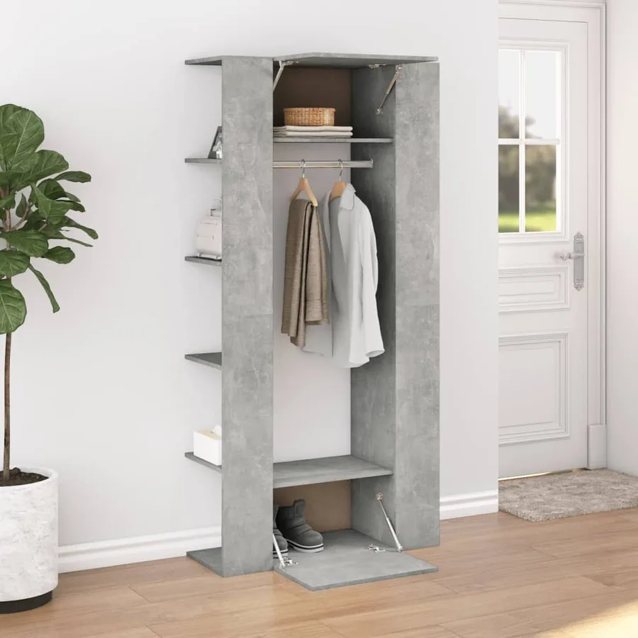 Armoire de couloir Gris béton 97,5x37x99 cm Bois d'ingénierie - 3