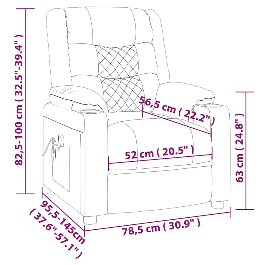 Fauteuil électrique de massage Noir Similicuir - 14