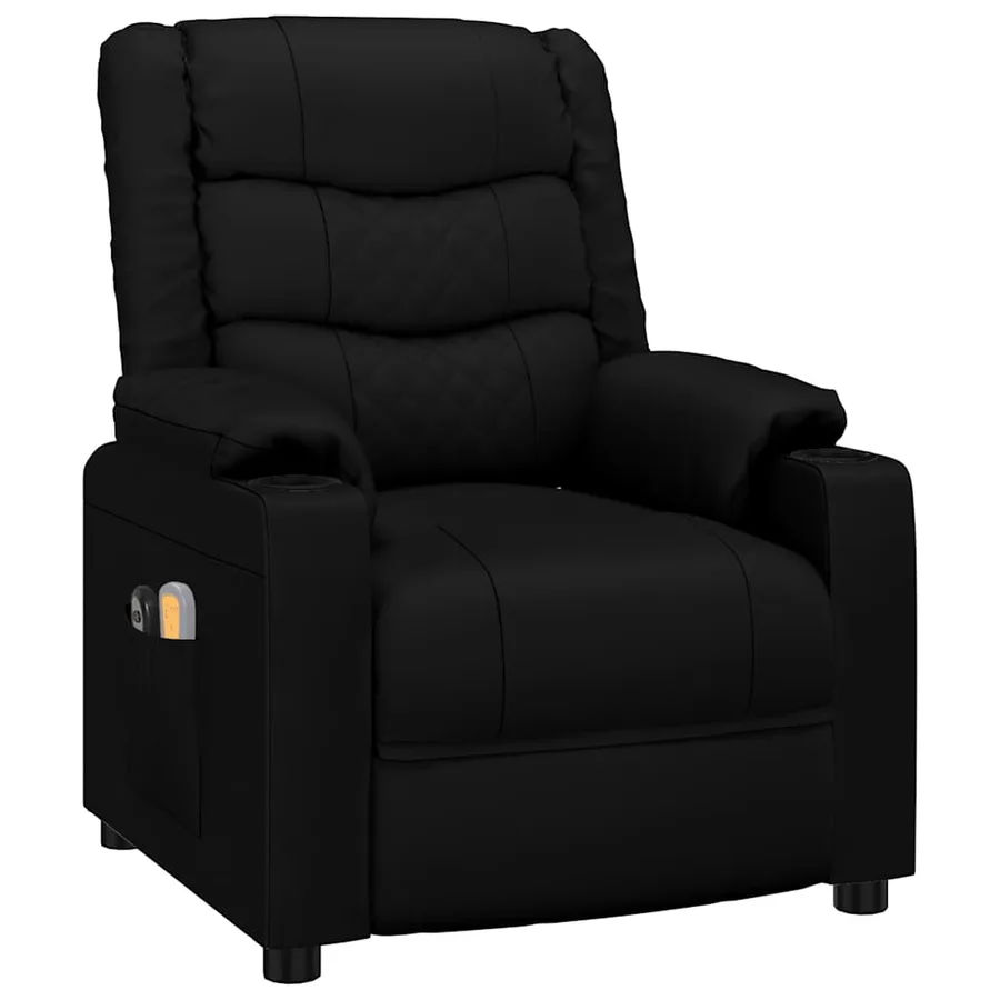 Fauteuil électrique de massage Noir Similicuir - 3