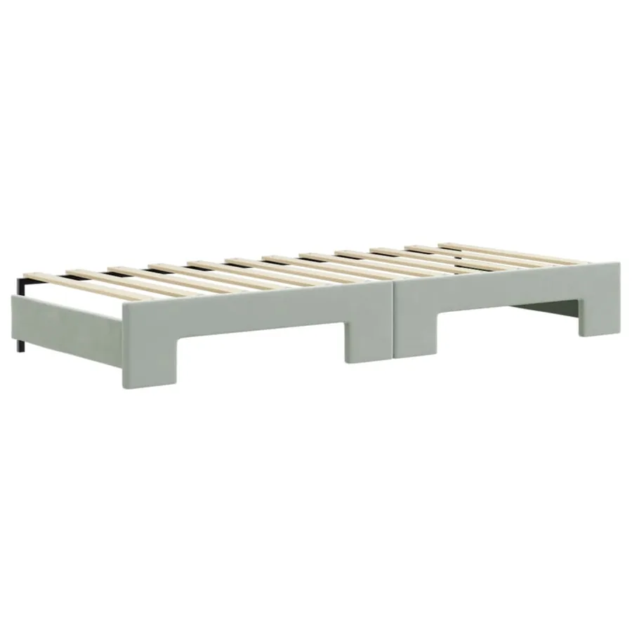 Lit de jour avec gigogne sans matelas gris clair 80x200 cm - 8