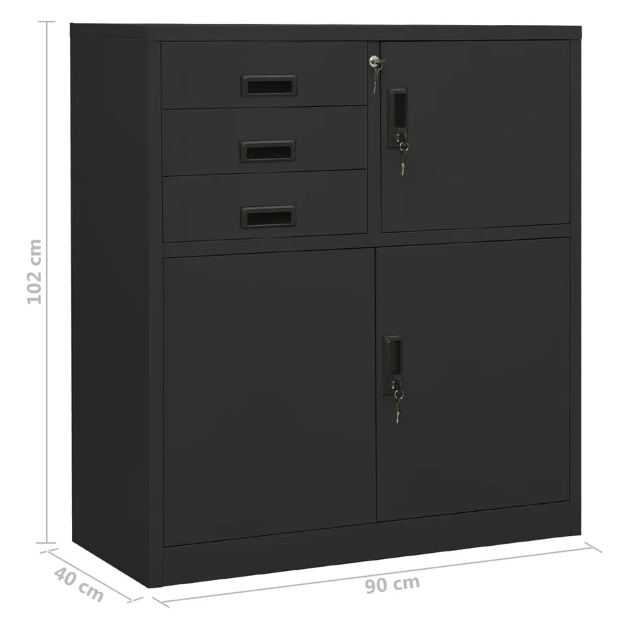 Armoire de bureau et jardinière Anthracite 90x40x125 cm Acier - 11