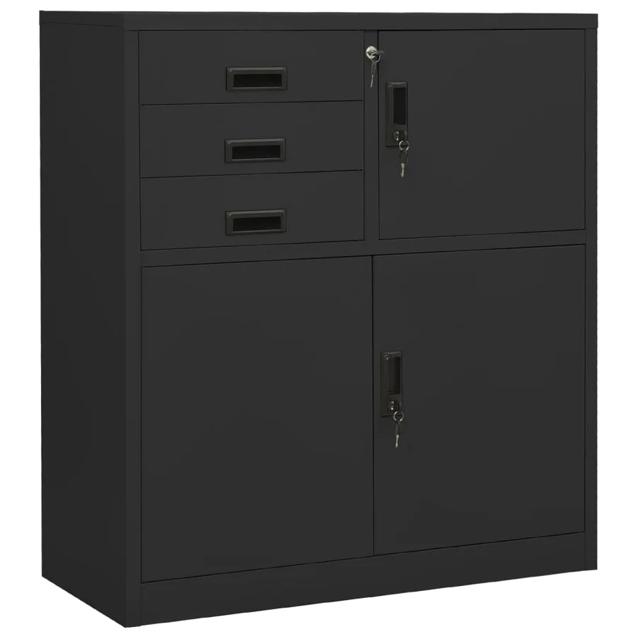 Armoire de bureau et jardinière Anthracite 90x40x125 cm Acier - 5