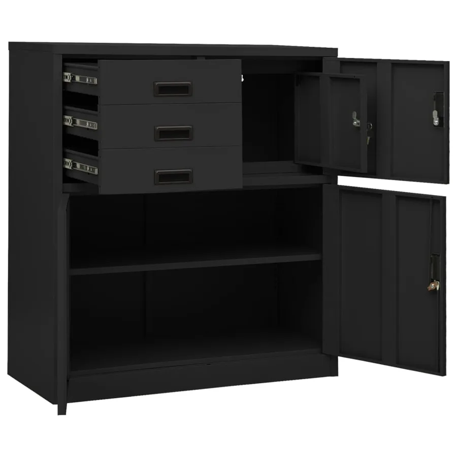 Armoire de bureau et jardinière Anthracite 90x40x125 cm Acier - 6