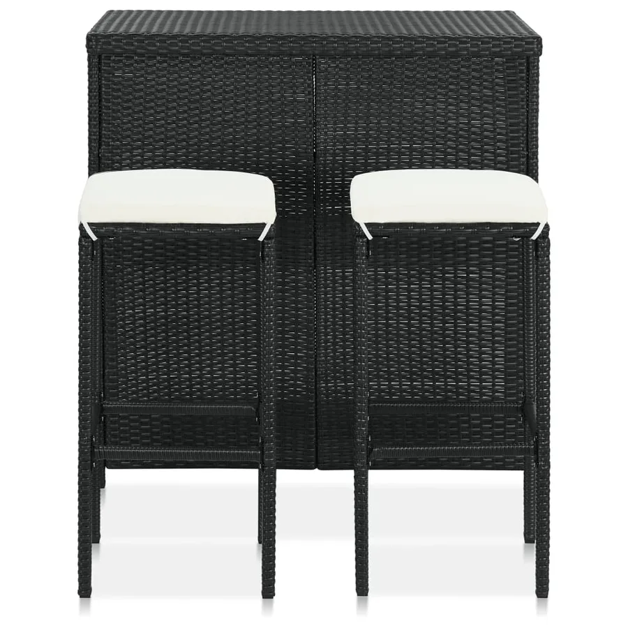 Ensemble de bar 3 pcs Résine tressée Noir - 2
