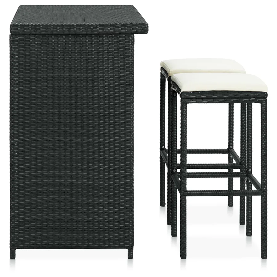 Ensemble de bar 3 pcs Résine tressée Noir - 3