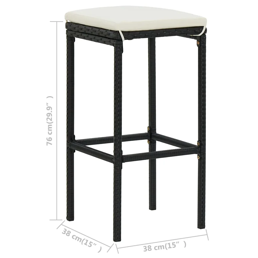 Ensemble de bar 3 pcs Résine tressée Noir - 9