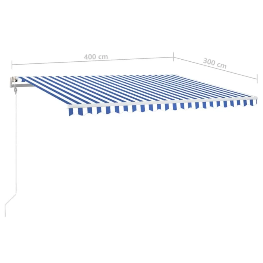 Auvent automatique capteur de vent/LED 400x300 cm Bleu et blanc - 10