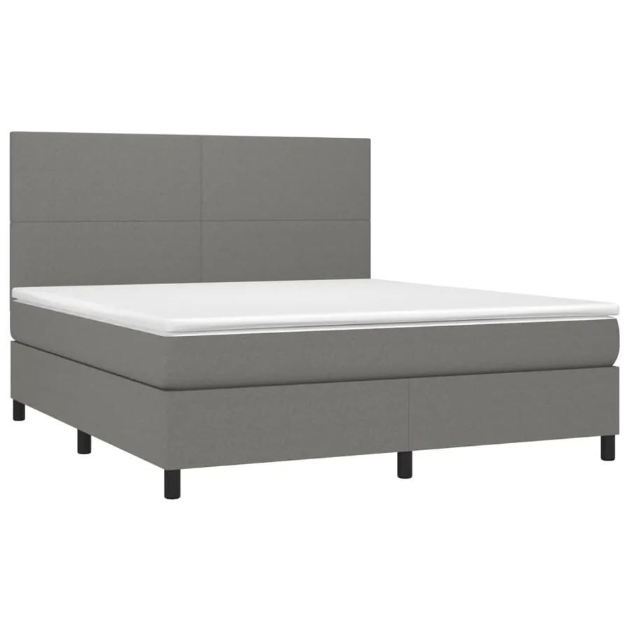 Sommier à lattes de lit et matelas et LED Gris foncé 180x200 cm - 3