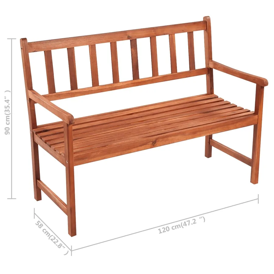 Banc de jardin avec coussin 120 cm Bois d'acacia massif - 9