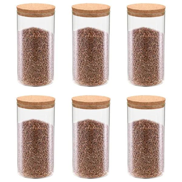 6pcs Pots de conservation en verre et couvercle en liège 1400ml
