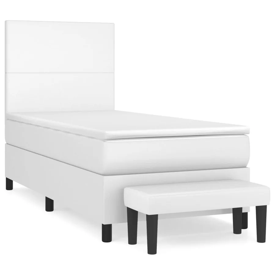 Sommier à lattes de lit avec matelas Blanc 90x200 cm Similicuir - 2