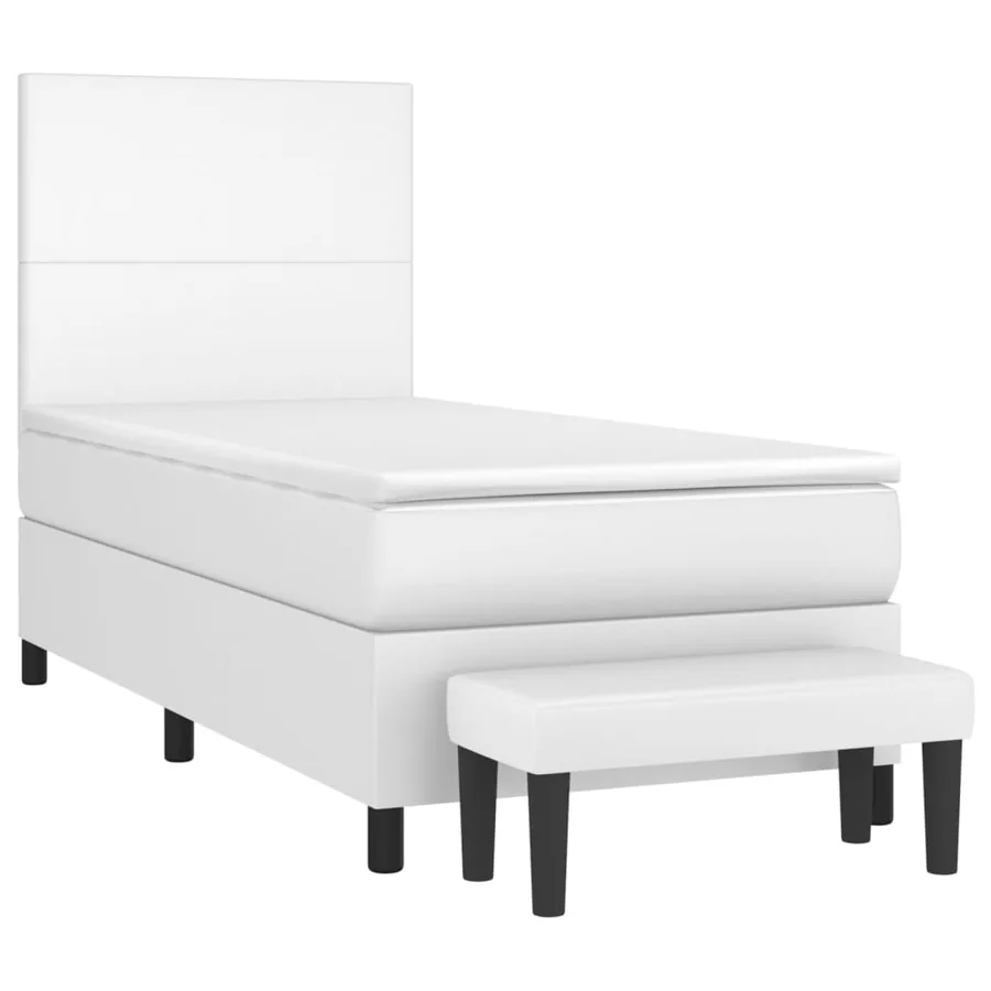 Sommier à lattes de lit avec matelas Blanc 90x200 cm Similicuir - 3