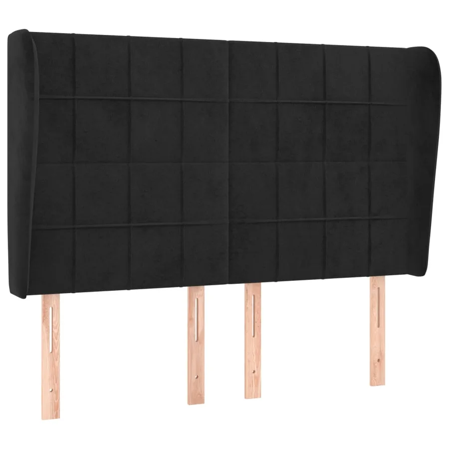 Tête de lit avec oreilles Noir 147x23x118/128 cm Velours - 2