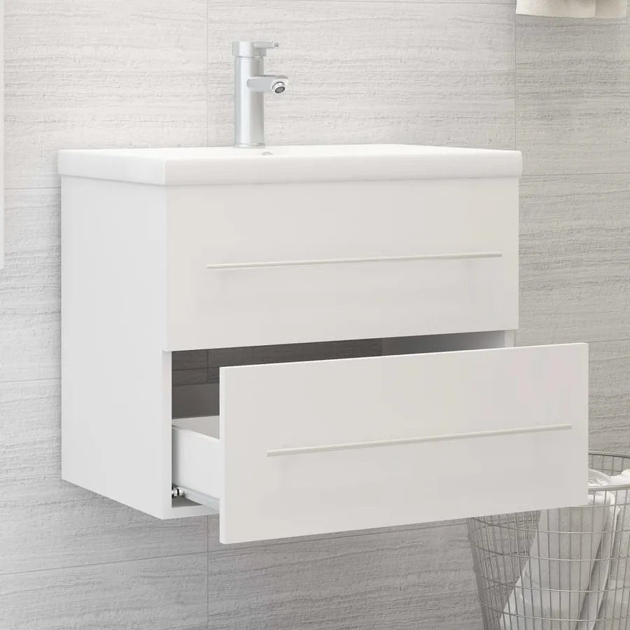 Armoire d'évier Blanc 60x38,5x48 cm Bois d’ingénierie - 3