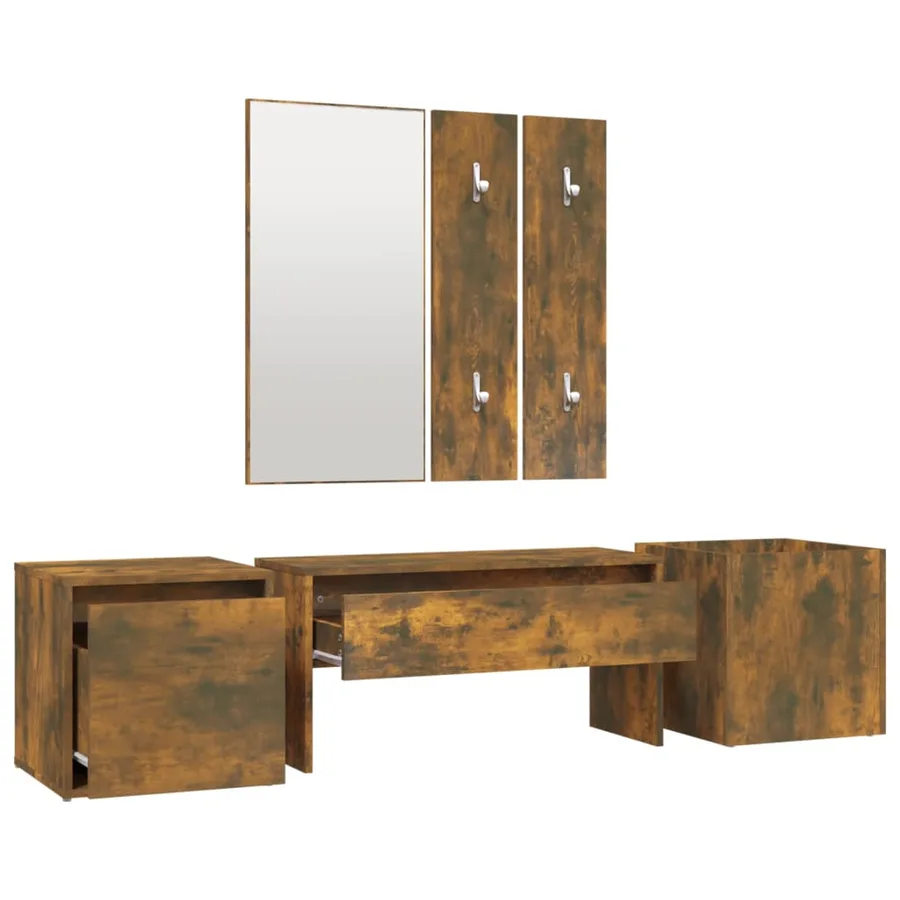 Ensemble de meubles de couloir Chêne fumé Bois d'ingénierie - 5