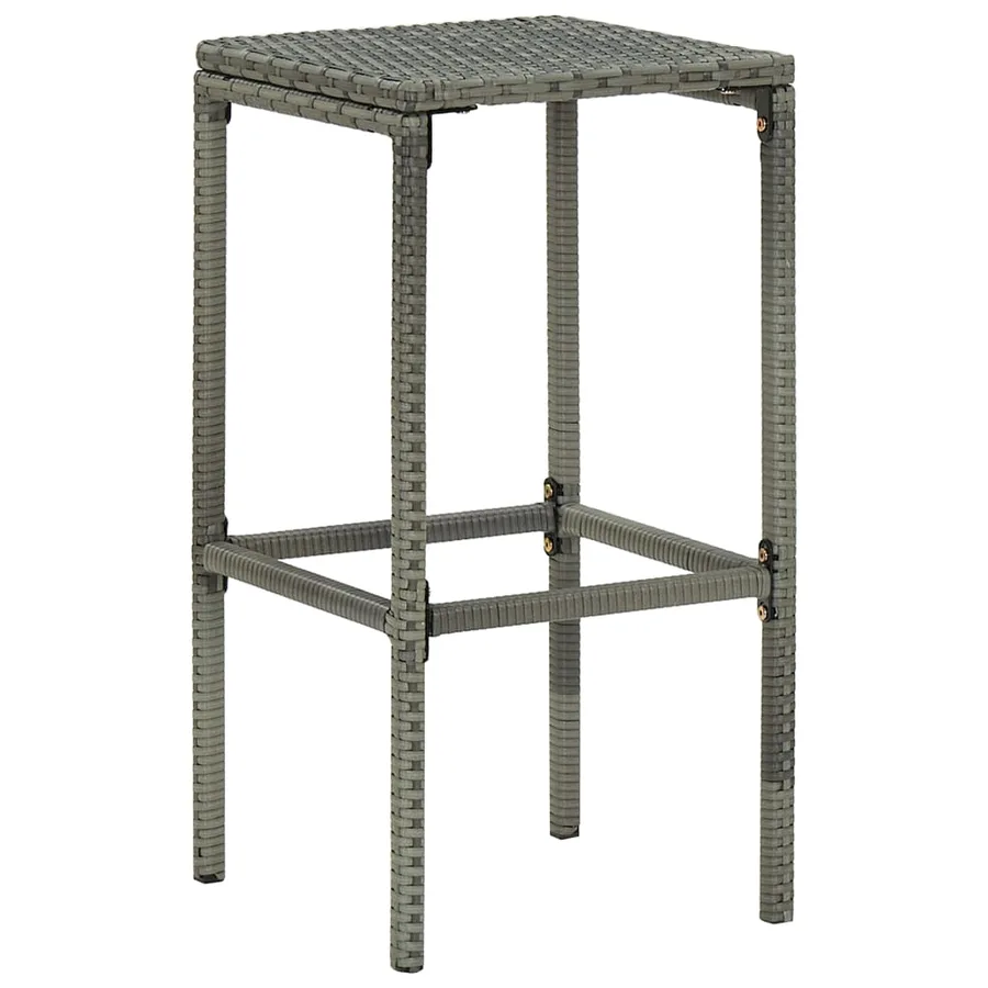 Tabourets de bar avec coussins lot de 6 gris résine tressée - 3