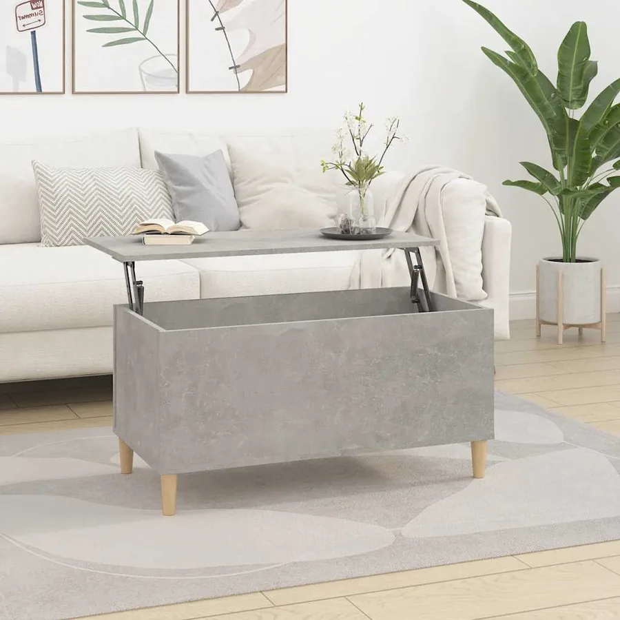 Table basse Gris béton 90x44,5x45 cm Bois d'ingénierie