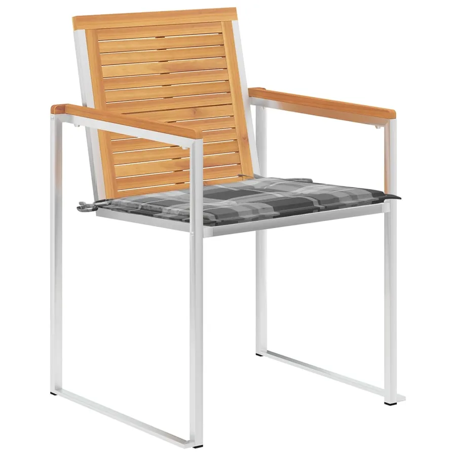 Chaises de jardin lot de 8 avec coussins Bois de teck massif - 2