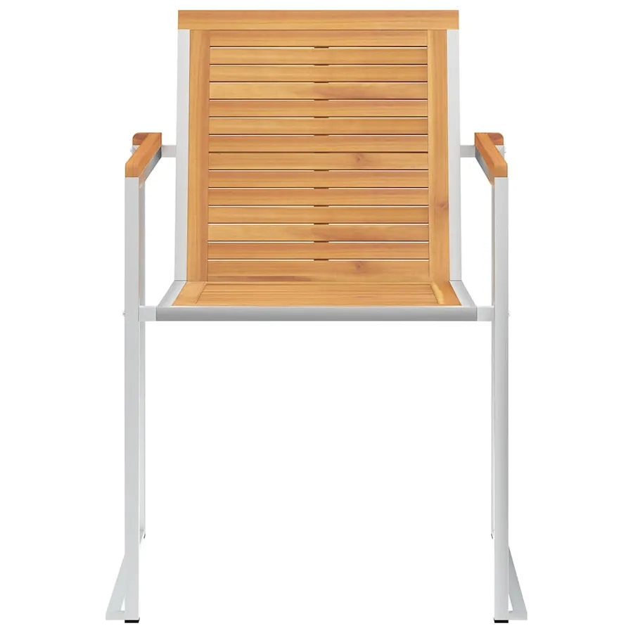 Chaises de jardin lot de 8 Bois teck solide et acier inoxydable - 3