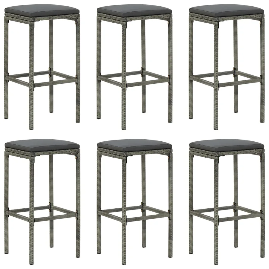 Ensemble de bar de jardin avec coussins 7 pcs Gris - 8