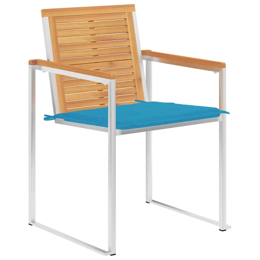 Chaises de jardin avec coussins lot de 2 Teck solide et acier - 3