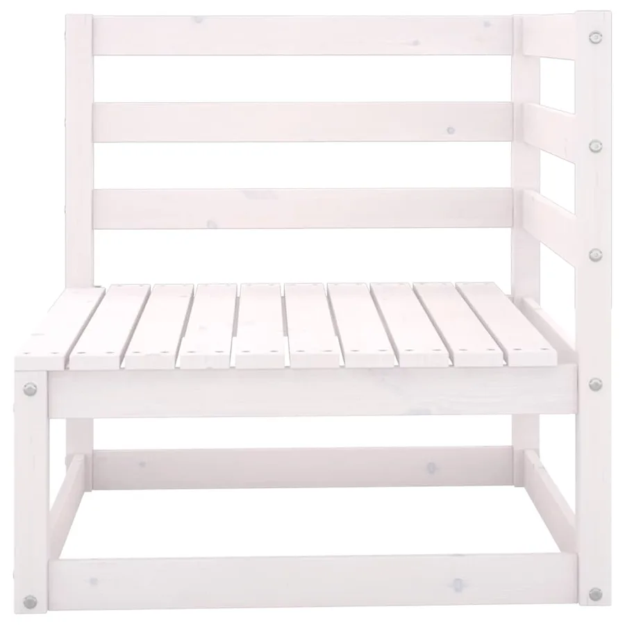 Salon de jardin 8 pcs Blanc Bois de pin massif - 5