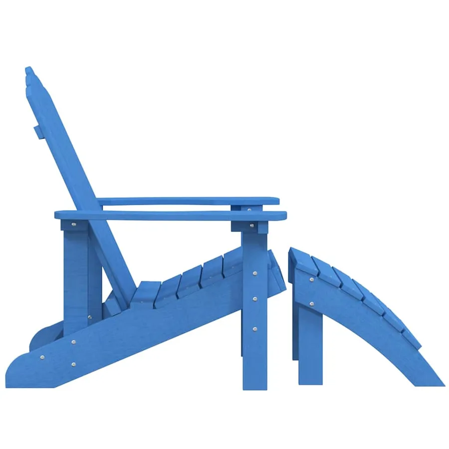 Chaise de jardin Adirondack avec repose-pied PEHD bleu marine - 4