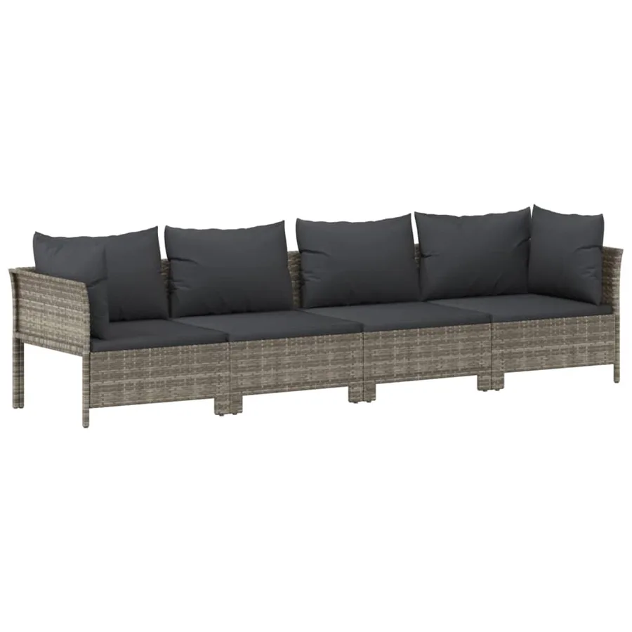 Salon de jardin 10 pcs avec coussins Gris Résine tressée - 6
