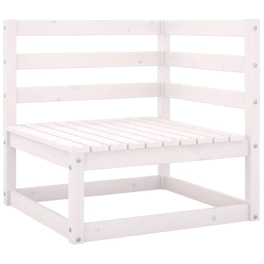 Canapé à 2 places de jardin Blanc Bois de pin solide - 4