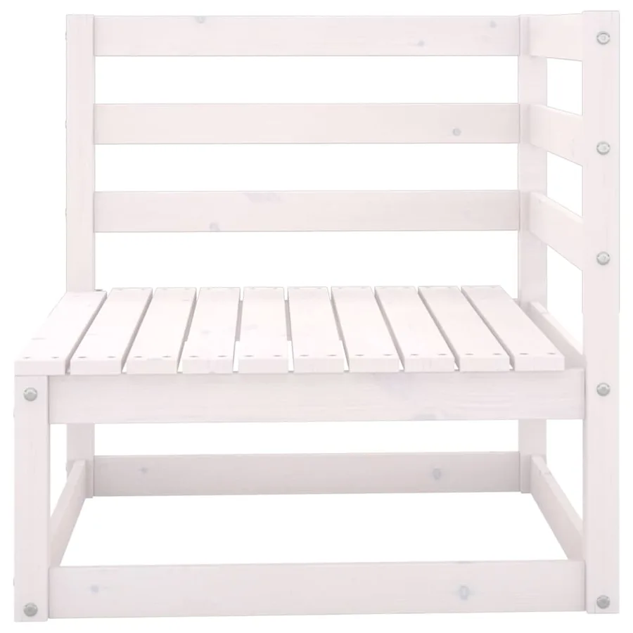 Canapé à 2 places de jardin Blanc Bois de pin solide - 5