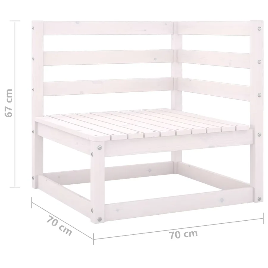 Canapé à 2 places de jardin Blanc Bois de pin solide - 6