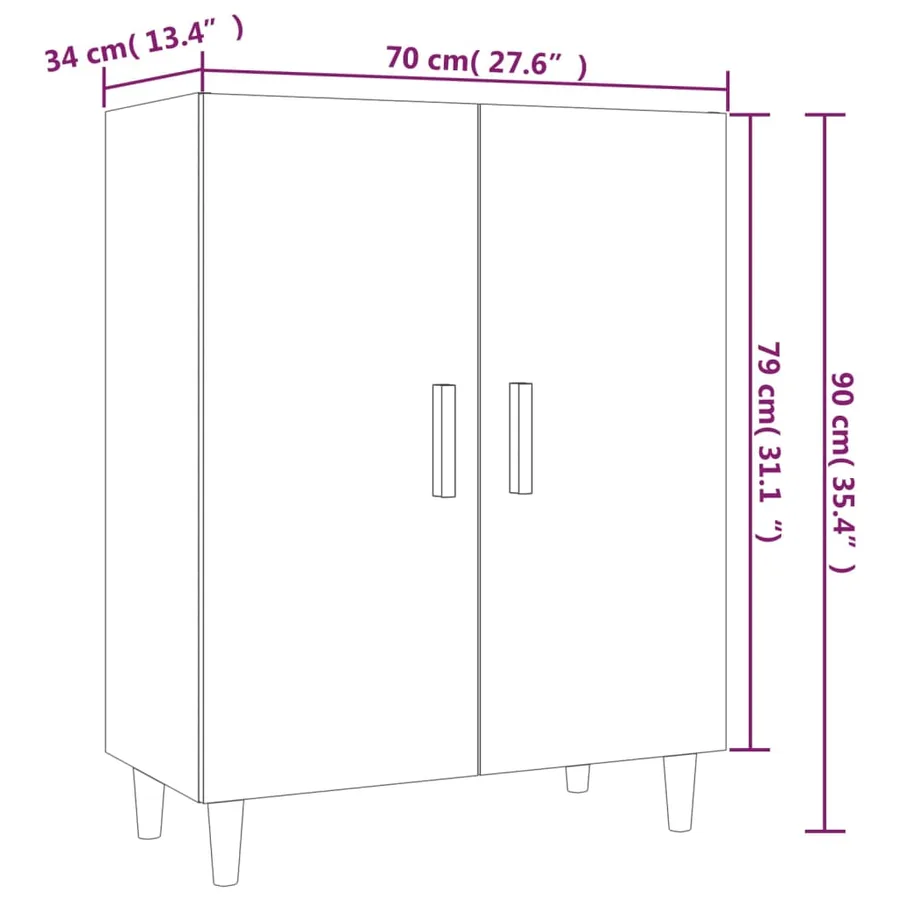 Buffet Gris béton 70x34x90 cm Bois d'ingénierie - 8