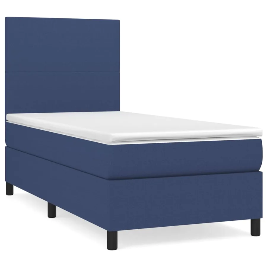 Sommier à lattes de lit avec matelas Bleu 90x190 cm Tissu - 2
