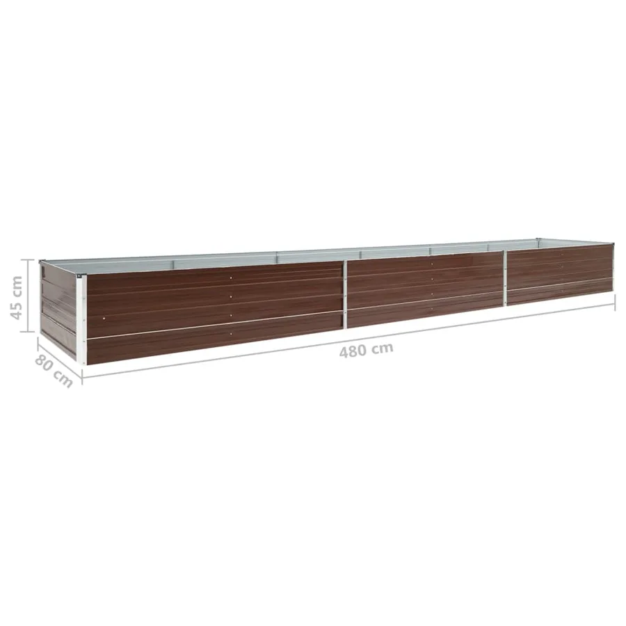 Lit surélevé de jardin Acier galvanisé 480x80x45 cm Marron - 6