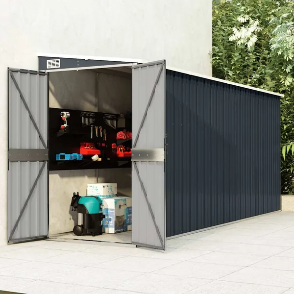 Abri de jardin mural Anthracite 118x382x178 cm Acier