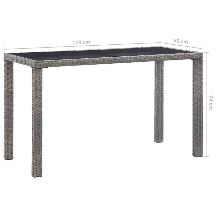 Table de jardin Anthracite 123x60x74 cm Résine tressée - 5