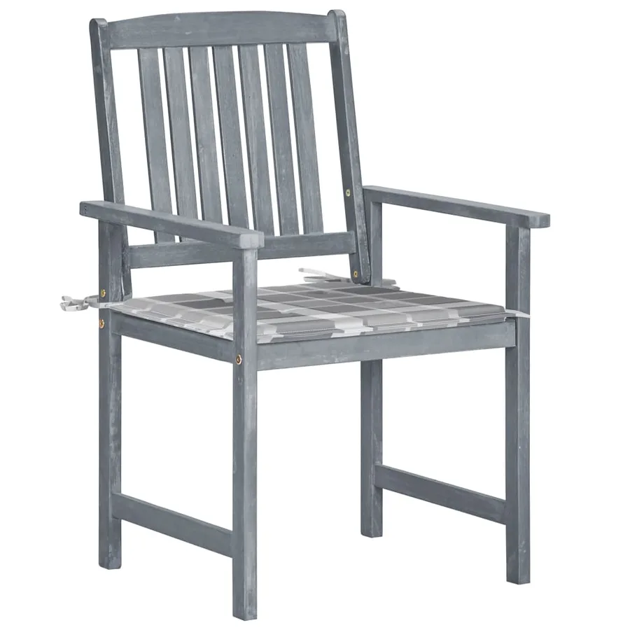 Chaises de jardin et coussins lot de 8 Bois acacia solide Gris - 2