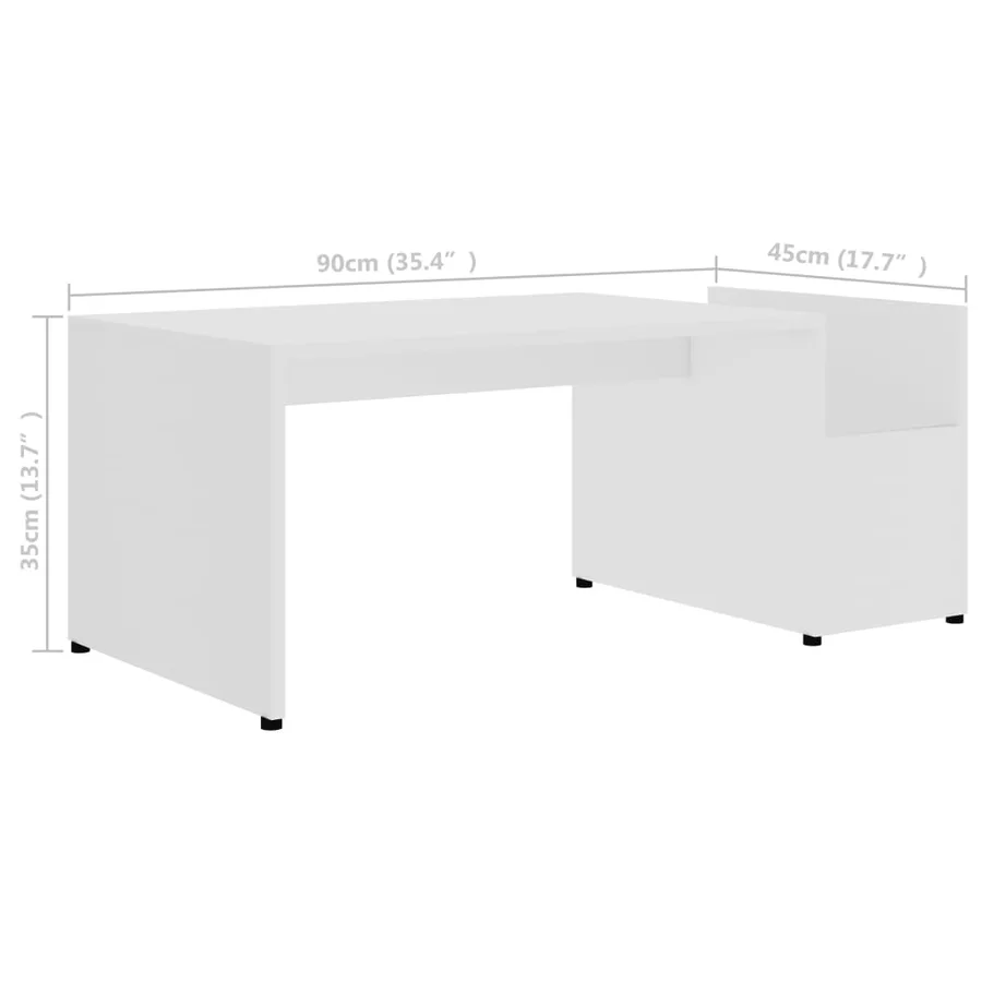 Table basse Blanc 90x45x35 cm bois d’ingénierie - 6