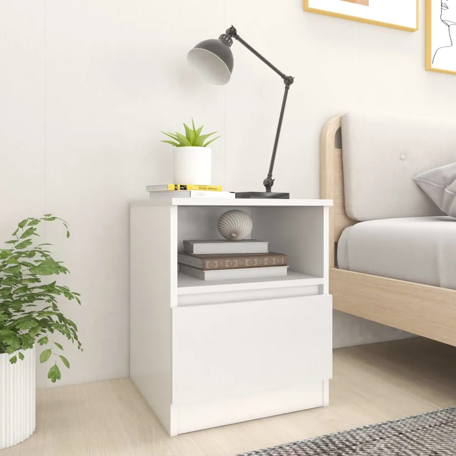 Tables de chevet 2 pcs blanc 40x40x50 cm bois d'ingénierie