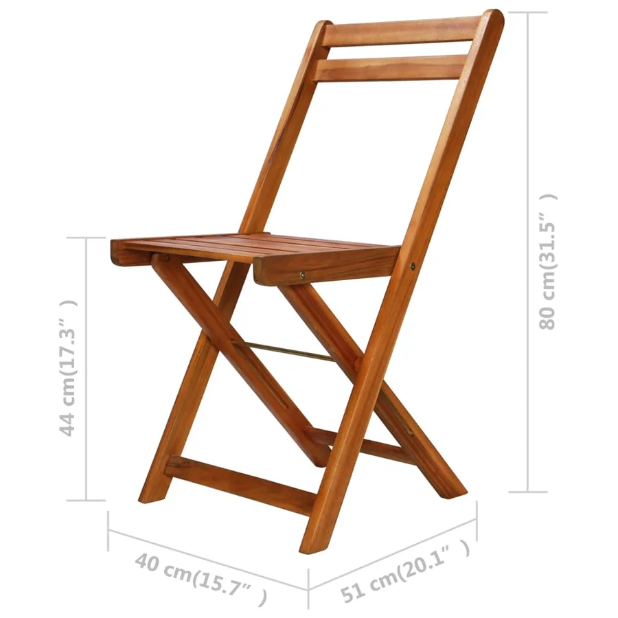 Chaises de bistro d'extérieur lot de 2 Bois d'acacia solide - 9