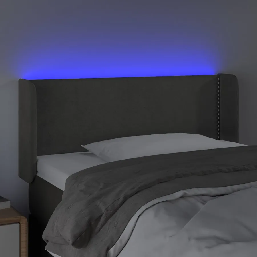 Tête de lit à LED Gris foncé 103x16x78/88 cm Velours - 4