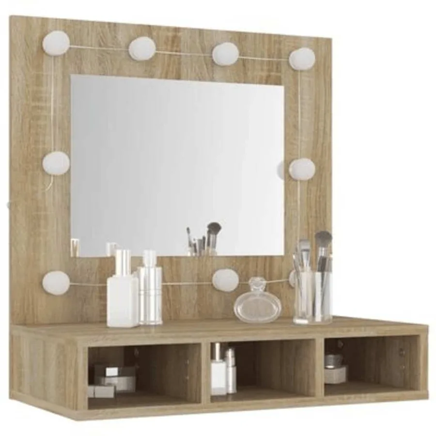 Armoire de miroir avec LED Chêne sonoma 60x31,5x62 cm - 12