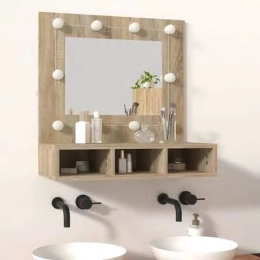 Armoire de miroir avec LED Chêne sonoma 60x31,5x62 cm - 14