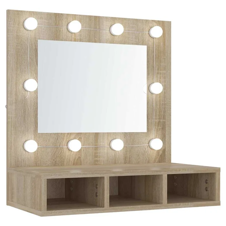 Armoire de miroir avec LED Chêne sonoma 60x31,5x62 cm - 2