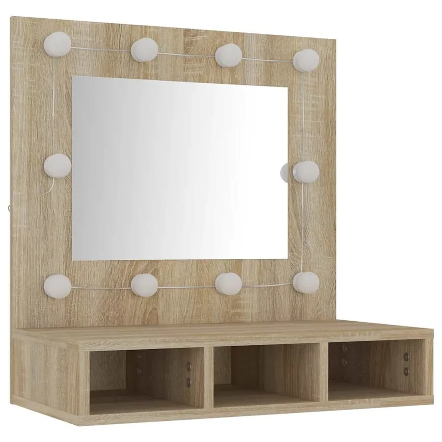 Armoire de miroir avec LED Chêne sonoma 60x31,5x62 cm - 4