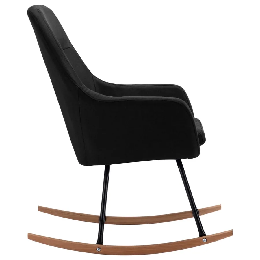 Chaise à bascule Noir Tissu - 4
