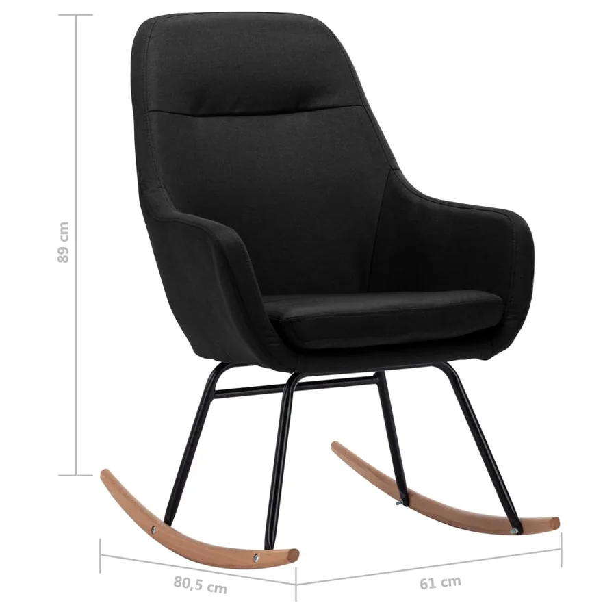 Chaise à bascule Noir Tissu - 8