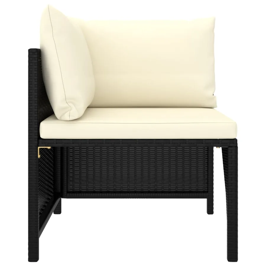 Salon de jardin 5 pcs avec coussins Résine tressée Noir - 13